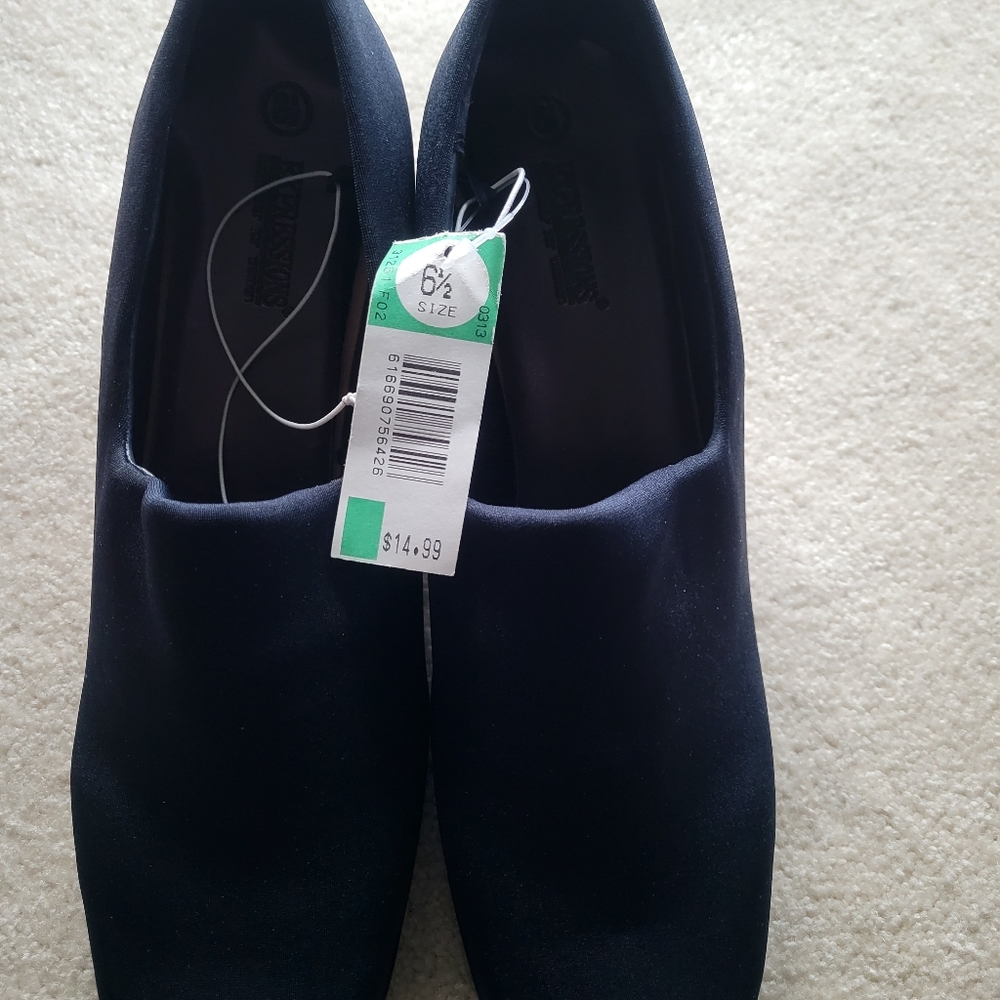 Navy Blue Step In Wedge